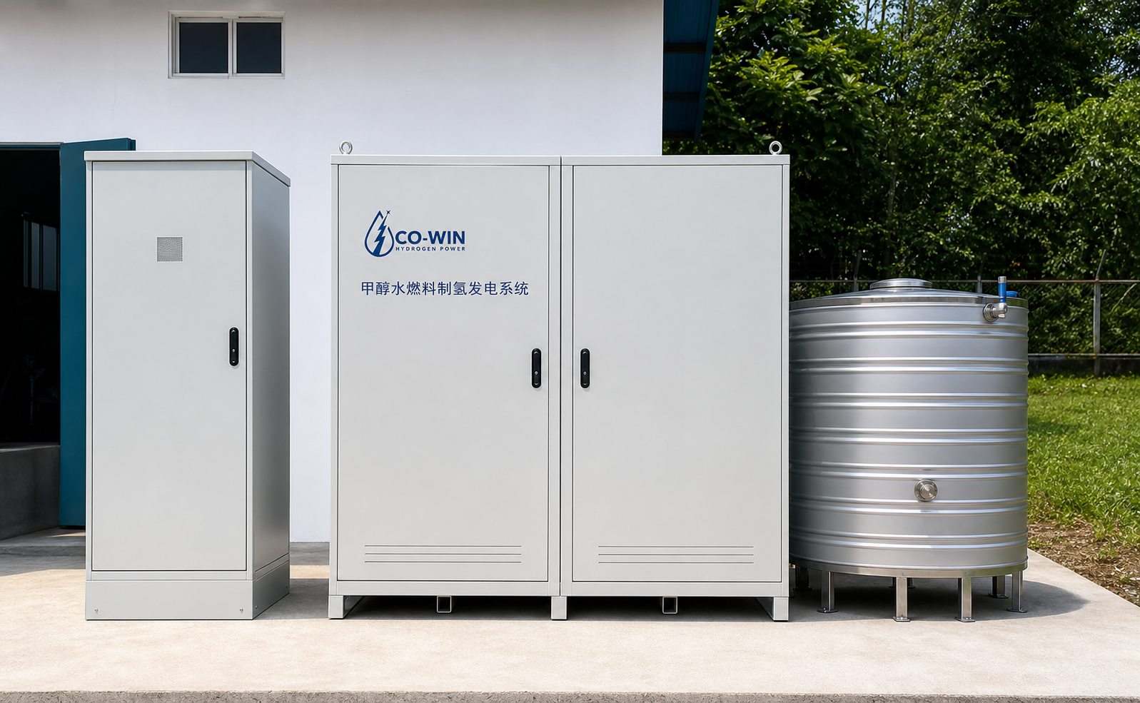 Complete hydrogen generator cabinet arrangement used for the island network test